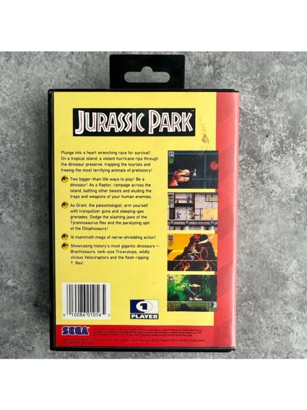 Jurassic Park Sega Genesis 1993 Authentic Complete w/ Manual CIB Tested & Works
